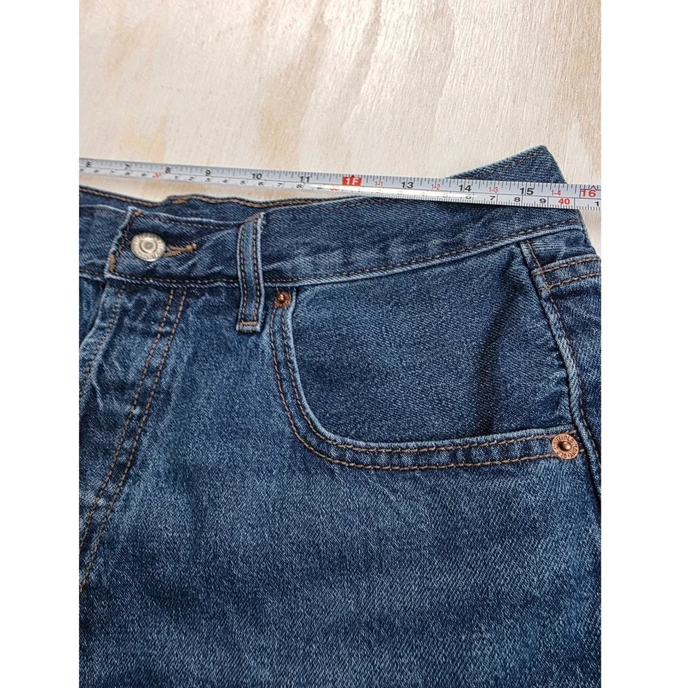 Old Navy Baggy Denim Shorts Womens 8 Mid-Rise Blue Medium Wash Y2K Grunge 8 Inch